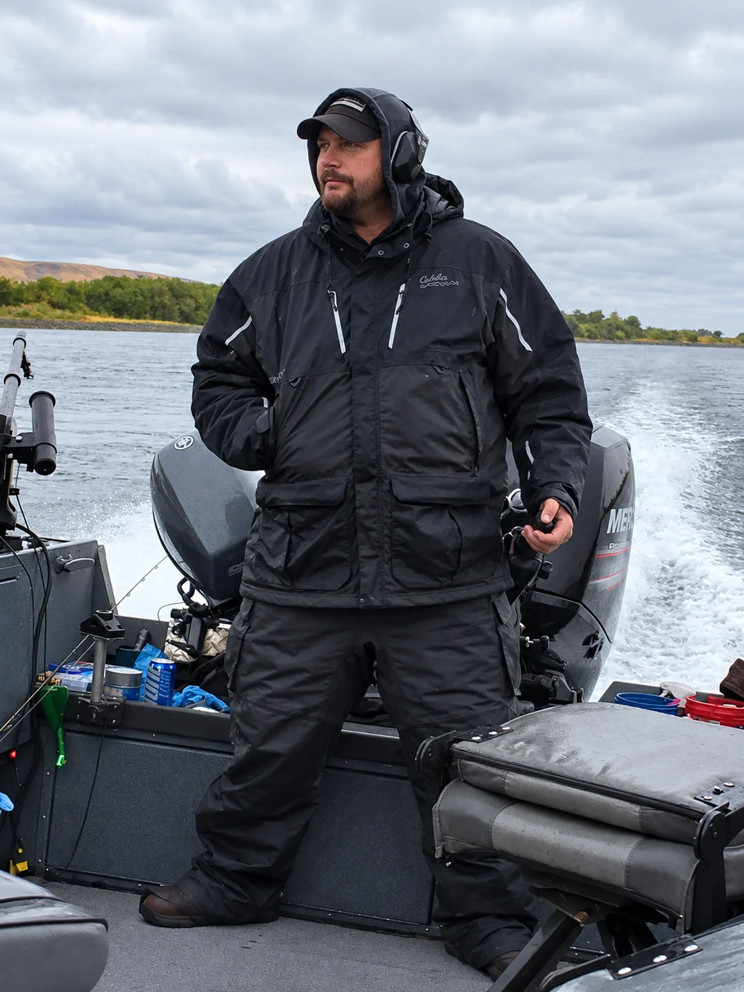 Elmer Hill aboard the guide boat
